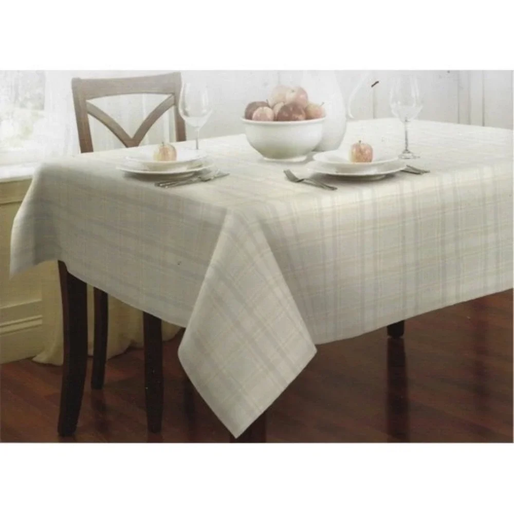 Venice Plaid Laminated Fabric Tablecloth Wipes Clean Resists Stain 70